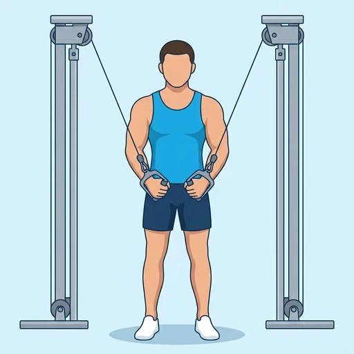 Standing cable chest fly: Exercise illustration (peak)
