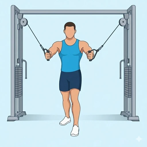 Standing cable chest press — Exercise illustration