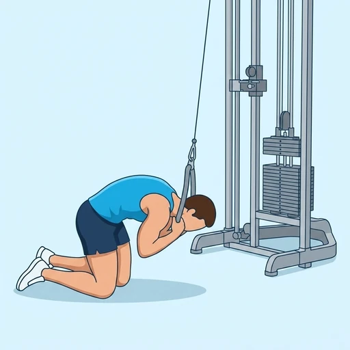 Kneeling cable crunch: Exercise illustration (peak)