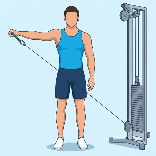 Single-arm cable lateral raise: Exercise illustration (peak)