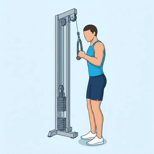Cable single-arm triceps pushdown — Exercise illustration