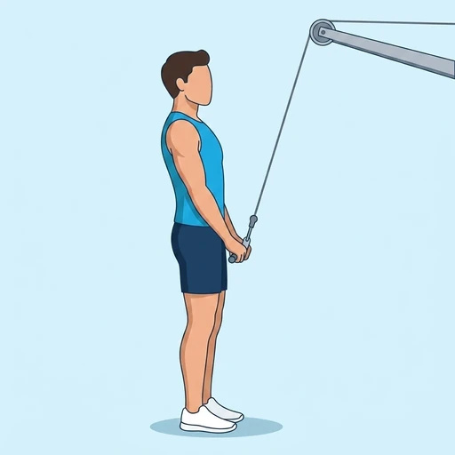 Straight-arm cable pulldown: Exercise illustration (peak)