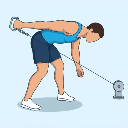 Cable triceps kickback: Exercise illustration (peak)