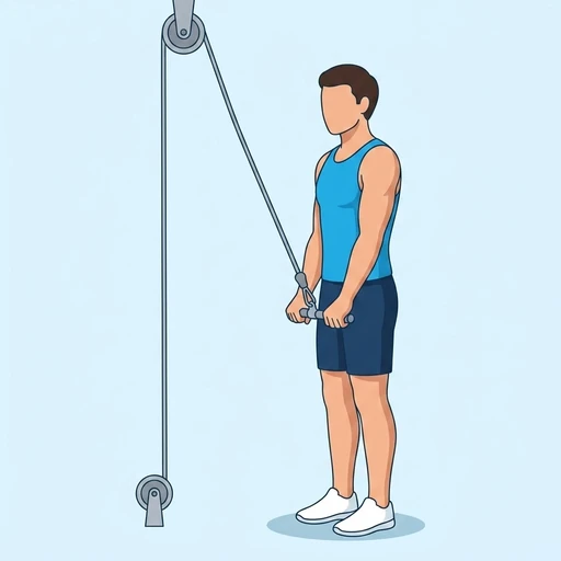 Rope triceps pushdown: Exercise illustration (peak)