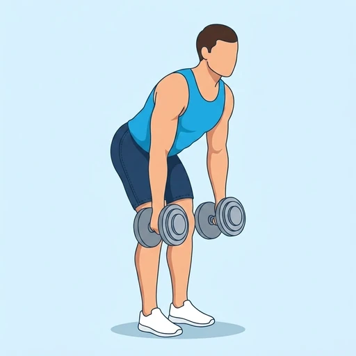 Dumbbell bent-over row — Exercise illustration