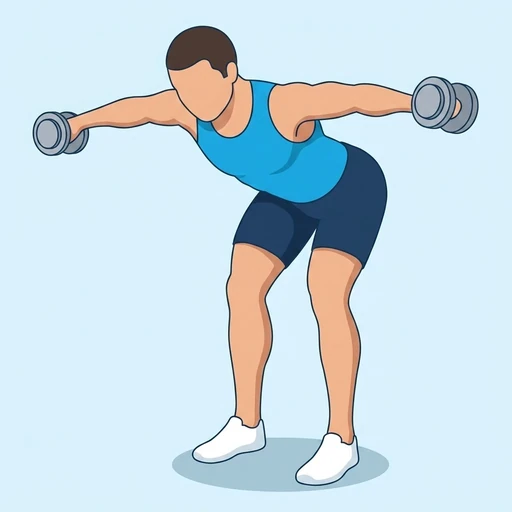 Bent-over dumbbell reverse fly: Exercise illustration (peak)
