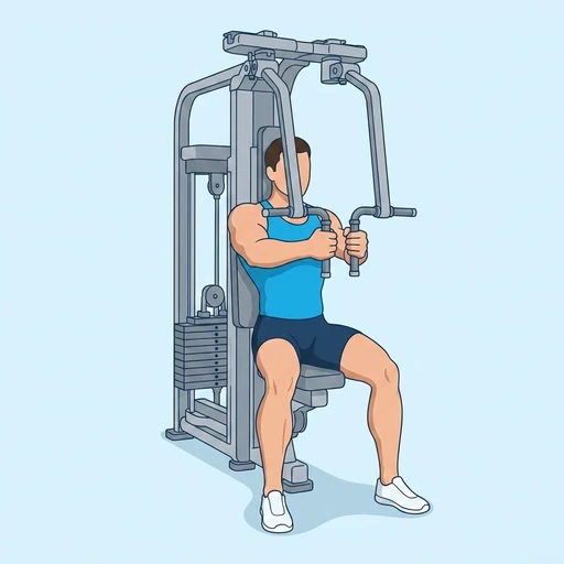 Machine chest fly: Exercise illustration (peak)