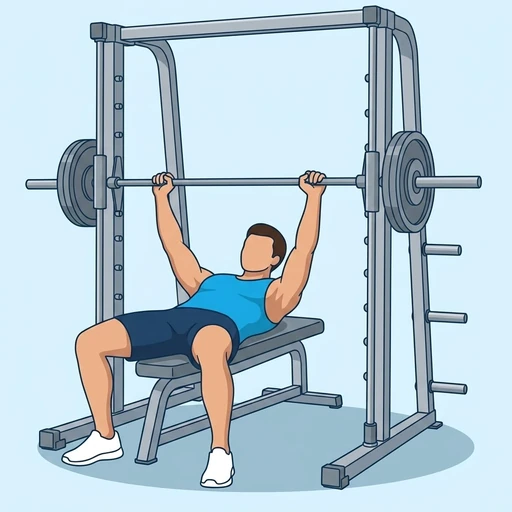 Machine smith bench press: Exercise illustration (peak)