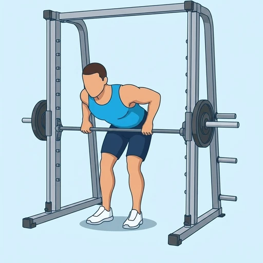 Machine smith bentover rows: Exercise illustration (peak)