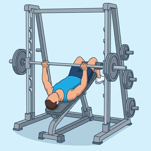 Machine smith decline bench press: Exercise illustration (peak)